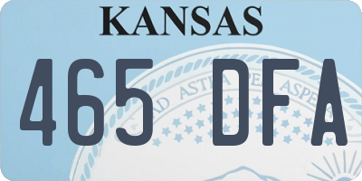 KS license plate 465DFA