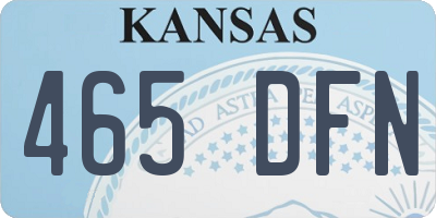 KS license plate 465DFN