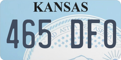 KS license plate 465DFO