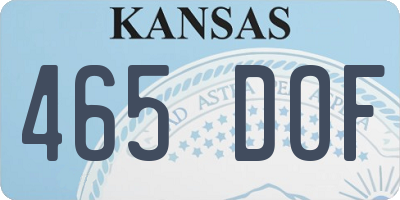 KS license plate 465DOF