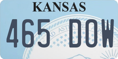 KS license plate 465DOW