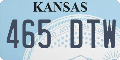 KS license plate 465DTW