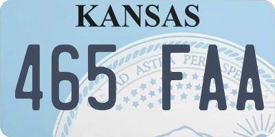 KS license plate 465FAA