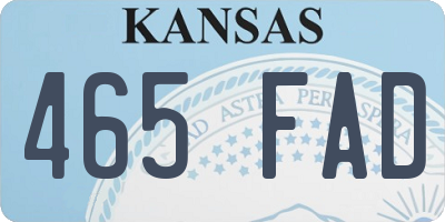KS license plate 465FAD