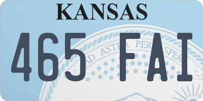 KS license plate 465FAI