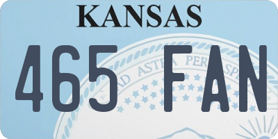 KS license plate 465FAN