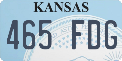 KS license plate 465FDG