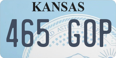 KS license plate 465GOP