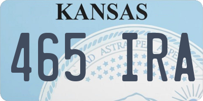 KS license plate 465IRA