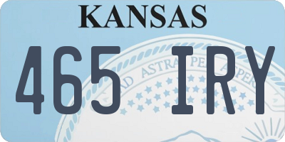 KS license plate 465IRY