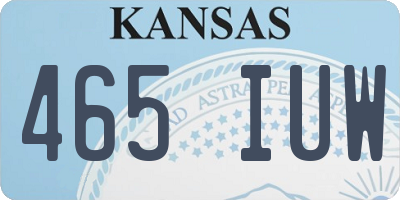 KS license plate 465IUW