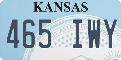KS license plate 465IWY
