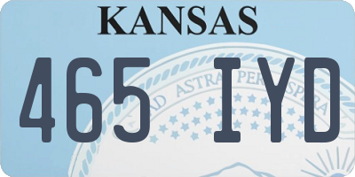 KS license plate 465IYD