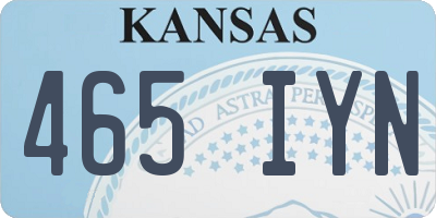 KS license plate 465IYN