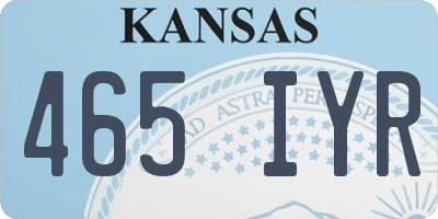 KS license plate 465IYR