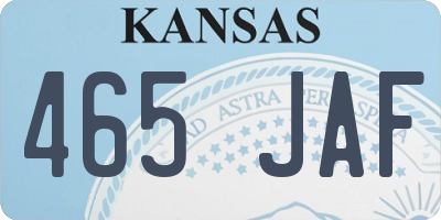 KS license plate 465JAF