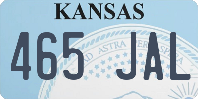 KS license plate 465JAL