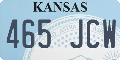 KS license plate 465JCW