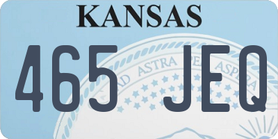 KS license plate 465JEQ