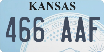 KS license plate 466AAF