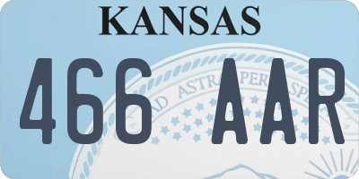 KS license plate 466AAR
