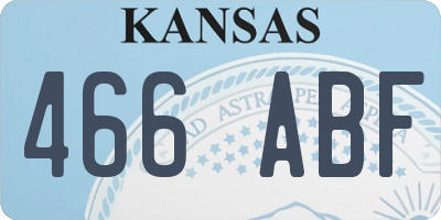 KS license plate 466ABF