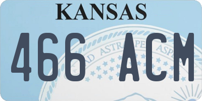 KS license plate 466ACM