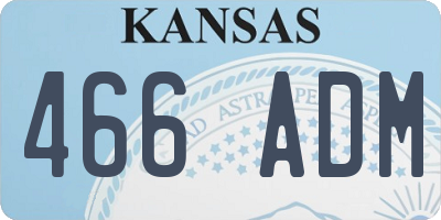 KS license plate 466ADM