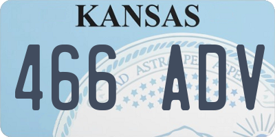 KS license plate 466ADV