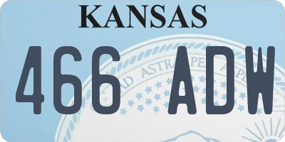 KS license plate 466ADW