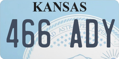 KS license plate 466ADY