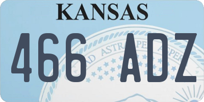 KS license plate 466ADZ