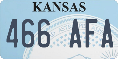 KS license plate 466AFA
