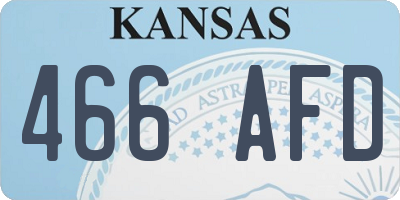 KS license plate 466AFD