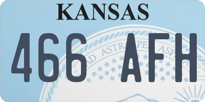 KS license plate 466AFH
