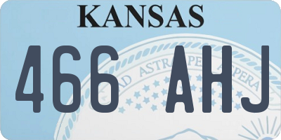 KS license plate 466AHJ