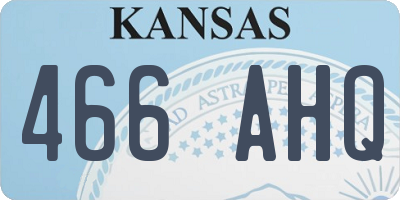 KS license plate 466AHQ