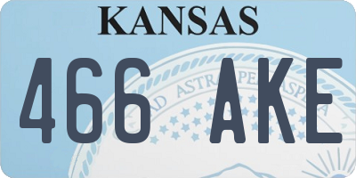 KS license plate 466AKE