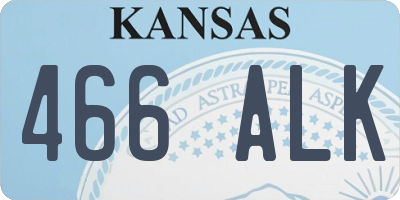 KS license plate 466ALK