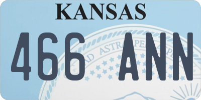 KS license plate 466ANN
