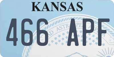 KS license plate 466APF
