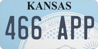 KS license plate 466APP