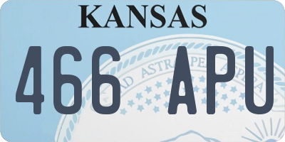 KS license plate 466APU