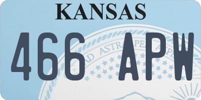 KS license plate 466APW