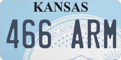 KS license plate 466ARM