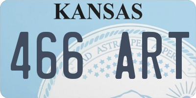 KS license plate 466ART