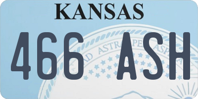 KS license plate 466ASH