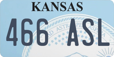 KS license plate 466ASL