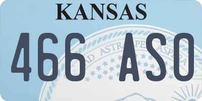 KS license plate 466ASO