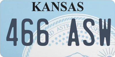KS license plate 466ASW